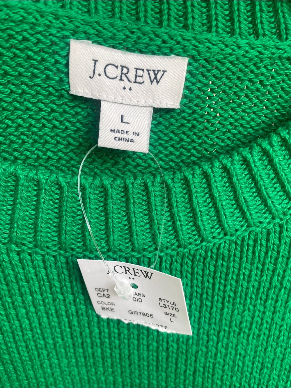 J.Crew Factory Scalloped Hem Sweater NWT Bright Green Size Large - Picture 4 of 5